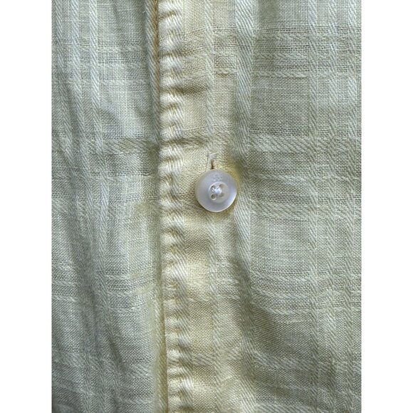 Tommy Bahama Mens Large Yellow 100% Linen Short‎ Sleeve Button Front Camp Shirt - Picture 4 of 6